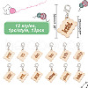 12Pcs 12 Style Wood Pendant Locking Stitch Markers HJEW-AB00643-2