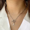 Stainless Steel Paperclip Chain Initial Necklaces with OT Clasps WGD6039-01-2