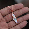 Horse Eye Brass with White Opal Pendant Necklaces FS-WG01260-01-4