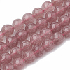 Natural Dyed Strawberry Quartz Beads Strands G-S295-15-8mm-1-1