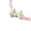 3Pcs 3 Colors Starfish & Conch Synthetic Turquoise Charm Bracelets BJEW-JB11521-4