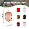 DICOSMETIC 14Pcs 7 Colors Golden Plated Brass Pave Glass Connector Charms FIND-DC0005-01-2