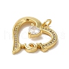 Heart Rack Plating Brass Micro Pave Clear Cubic Zirconia Pendants KK-K377-56G-2