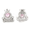 Brass Micro Pave Pink Cubic Zirconia Charms KK-F860-74P-02-1