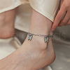 Glass Butterfly Charm Anklet with Stainless Steel Figaro Chains PB7219-2-2