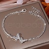 Double Butterfly Alloy Full Crystal Rhinestone Link Anklets for Women FS-WG3250F-01-2