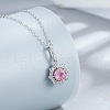 Flower 925 Sterling Silver Pave Cubic Zirconia Pendant Necklaces for Women FS-WG92113-04-1