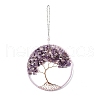 Wire Wrapped Chips Natural Amethyst Big Pendant Decorations HJEW-A005-07B-1