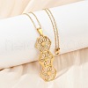 Hexagon 304 Stainless Steel Cable Chain Pendant Necklaces for Women NJEW-K253-33G-3