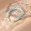 Natural Aquamarine Beads Stretch Bracelets for Men Women BD7394-2