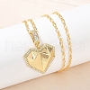 Brass Micro Pave Clear Cubic Zirconia Heart Pendant Necklaces NJEW-Q040-01G-5
