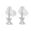 Anti-Tarnish Rhodium Plated Letter X 999 Fine Silver Stud Earrings for Women EJEW-S215-11P-2