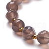 Faceted Natural Grey Agate Stretch Beaded Bracelets BJEW-H543-A04-2