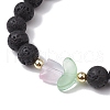 Natural Lava Rock Round Beaded Stretch Bracelets BJEW-JB10207-4