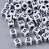 White Opaque Acrylic Beads X-MACR-R869-02S-1