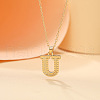 Alloy Textured Initial Pendant Necklaces FS-WG9837C-21-1