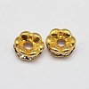 Flower Brass Crystal Rhinestone Bead Spacers RB-D302-G-2