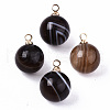 Natural Black Banded Agate Charms G-N332-024G-12-1