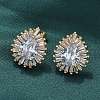 Brass Micro Pave Clear Cubic Zirconia Stud Earrings EJEW-C139-03G-3