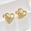 Valentine's Day Heart Brass Micro Pave Clear Cubic Zirconia Stud Earrings EJEW-D305-22G-04-5