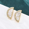 Brass Micro Pave Clear Cubic Zirconia Stud Earrings EJEW-Q015-15G-2