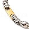 201 Stainless Steel Barrel Byzantine Chain Bracelets BJEW-B078-133GP-2