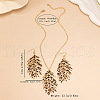 Leaf Leopard Print Alloy Pendant Necklaces & Dangle Earrings Sets FS-WG98753-01-6