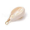 Copper Wire Wrapped Natural Cowrie Shell Pendants PALLOY-JF03554-06-4