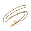 304 Stainless Steel Crystal Rhinestone Religion Cross Pendant Necklaces NJEW-H065-08G-3