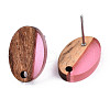 Resin & Walnut Wood Stud Earring Findings MAK-N032-004A-A04-3