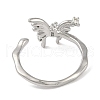 Brass Micro Pave Cubic Zirconia Cuff Rings for Women RJEW-F164-02P-3
