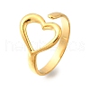 Hollow Heart 304 Stainless Steel Adjustable Open Cuff Rings for Women RJEW-M103-01B-G-2