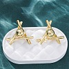 Triangle with Round Brass Stud Earrings EJEW-R025-06G-1