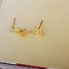 Real 18K Gold Plated Brass Cubic Zirconia Kitten Dangle Stud Earrings EJEW-EE0001-213-3