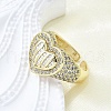 Brass Micro Pave Clear Cubic Zirconia Cuff Rings for Women RJEW-G347-01G-1