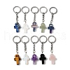 Mixed Natural & Synthesis Gemstone with Iron Keychains KEYC-Q002-01P-1