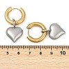 304 Stainless Steel Two Tone Heart Hoop Earrings EJEW-Z097-02GP-01-3