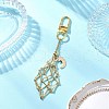 Brass Macrame Pouch Empty Stone Holder Pendant Decoration HJEW-JM03304-02-1