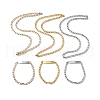 201 Stainless Steel Curb Chain Necklace & Rectangle Link Bracelet SJEW-F220-02A-1