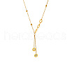304 Stainless Steel Pave Clear Cubic Zirconia Ring Tassel Y Necklaces FS-WG0B055-01-5