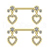 316L Surgical Stainless Steel Clear Cubic Zirconia Heart Nipple Nail Rings WG5DC82-01-5