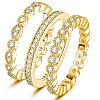 3Pcs 3 Styles Brass Micro Pave Clear Cubic Zirconia Finger Rings for Women FS-WG3CB6F-01-3