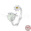 Rhodium Plated 925 Sterling Silver Cubic Zirconia & Synthetic Luminous Stone Cuff Rings FS-WGC5F75-01-2