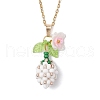 Glass Seed Beaded & Imitation Pearl Flower Pendant 304 Stainless Steel Cable Chain Necklaces for Women NJEW-MZ00115-04-2