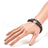 2Pcs 2 Style Natural Lava Rock & Synthetic Hematite Round Beaded Stretch Bracelets Set with Alloy Peace Sign BJEW-JB08311-3