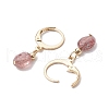 Natural Strawberry Quartz Beads Hoop Earrings for Women EJEW-JE06164-4