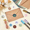 Brass Wax Seal Stamp with Wood Handle AJEW-WH0412-0299-4