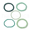 5Pcs 5 Styles Faceted Round Glass Beaded Stretch Bracelet Sets BJEW-JB10423-06-4