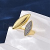 Brass Micro Pave Clear Cubic Zirconia Cuff Rings for Women RJEW-H248-06G-3