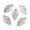 Antique Silver Alloy Leaf Pendants X-TIBEB-A101914-AS-LF-4